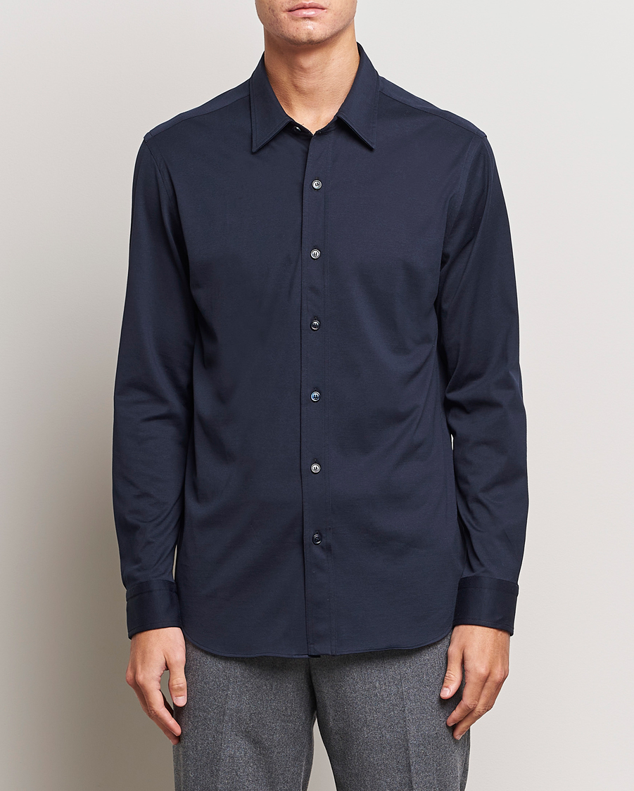 Herr | Skjortor | Brioni | Soft Cotton Jersey Shirt Navy