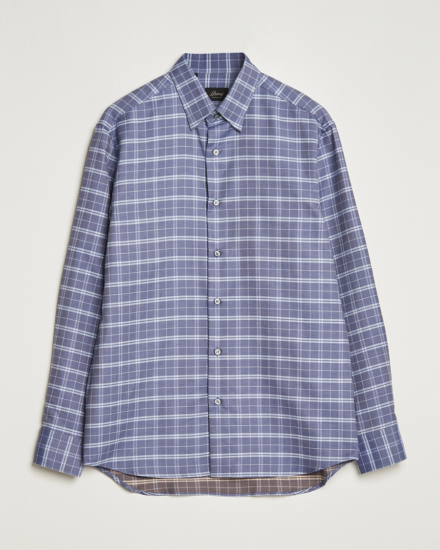 Herr | Brioni | Brioni | Slim Fit Check Flannel Shirt Dark Blue