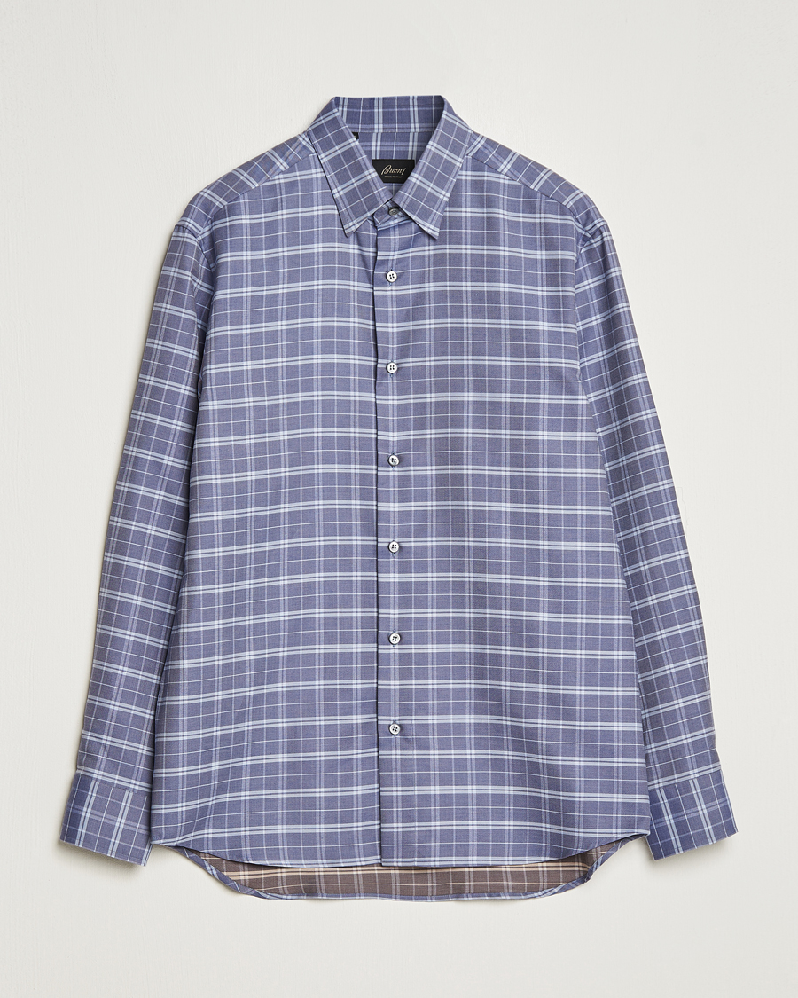 Herr | Skjortor | Brioni | Slim Fit Check Flannel Shirt Dark Blue