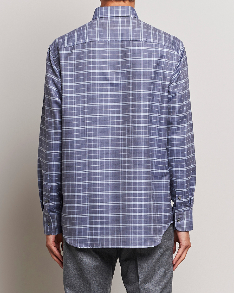 Herr | Skjortor | Brioni | Slim Fit Check Flannel Shirt Dark Blue