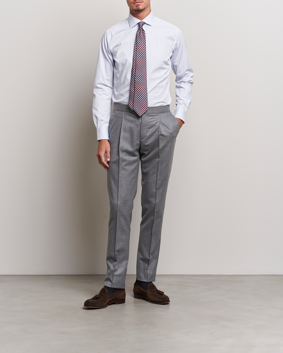 Herr | Skjortor | Brioni | Slim Fit Striped Dress Shirt Light Blue