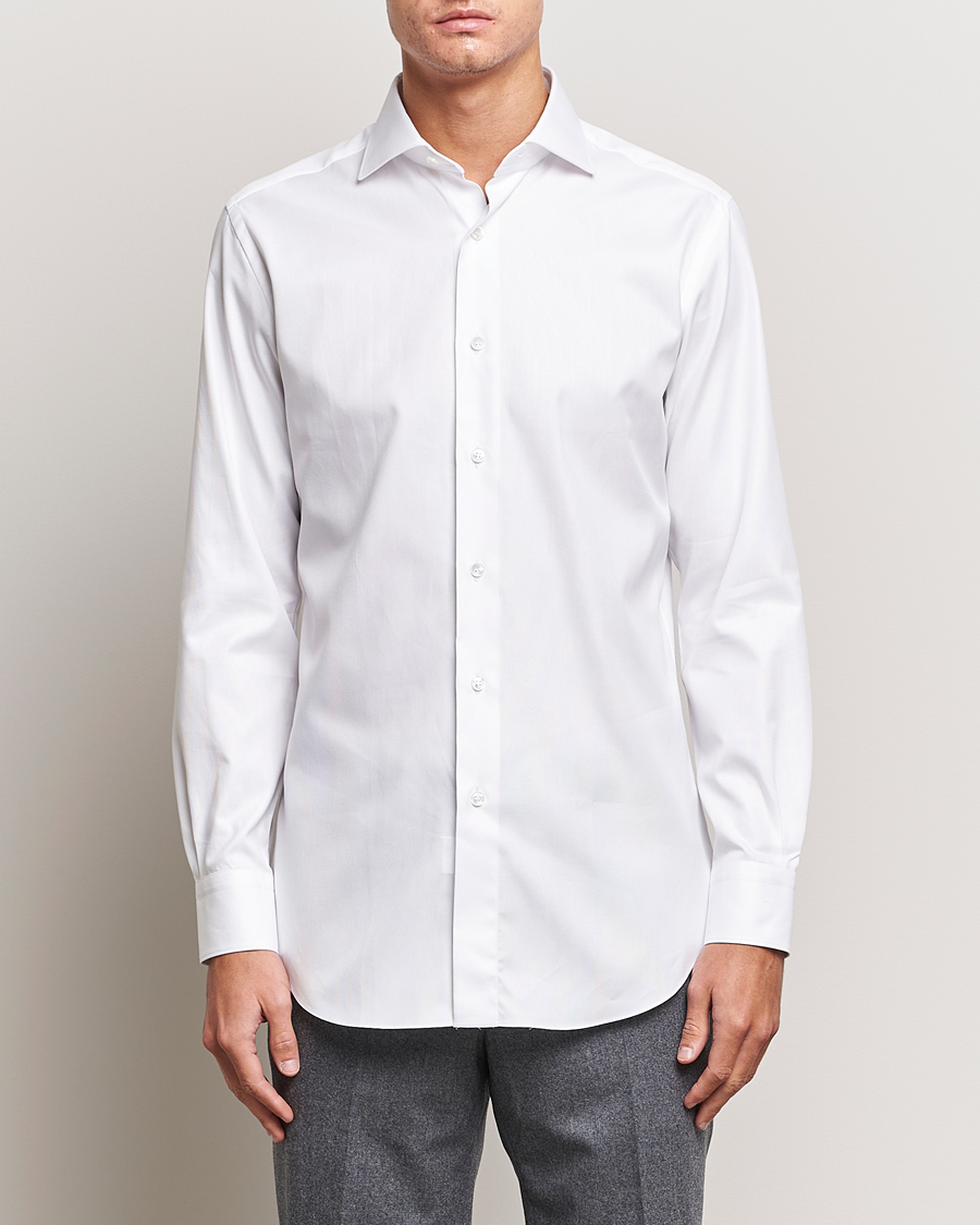 Herr | Quiet Luxury | Brioni | Slim Fit Royal Oxford Dress Shirt White