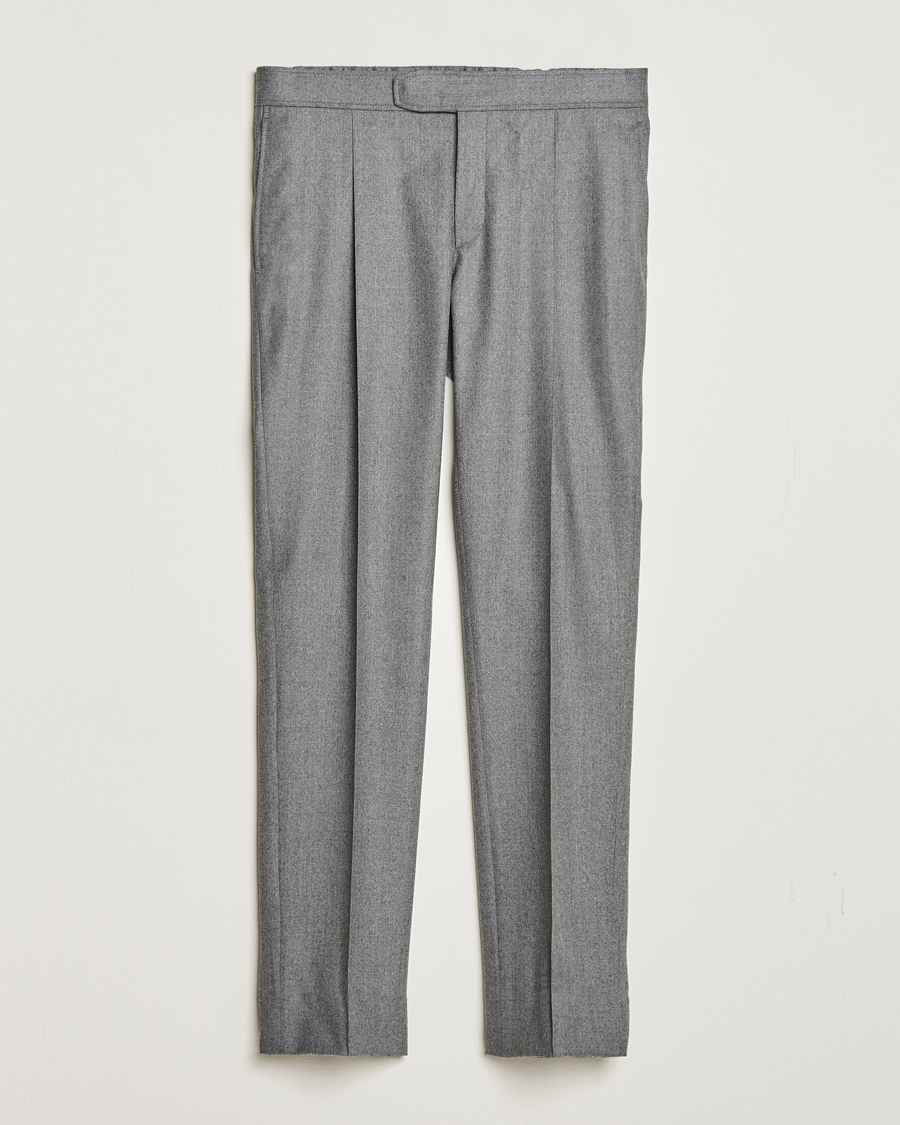 Herr | Byxor | Brioni | Melbourne Drawstring Flannel Trousers Grey Melange