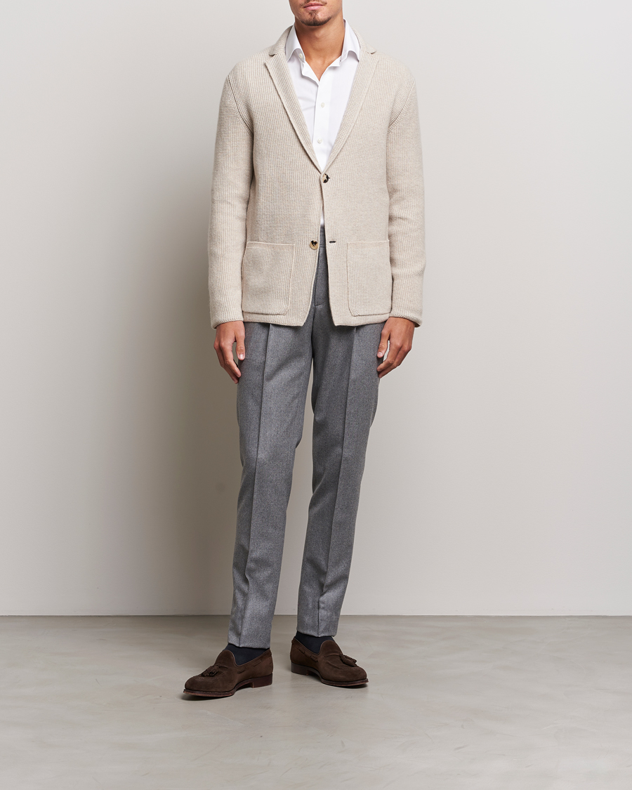 Herr | Byxor | Brioni | Melbourne Drawstring Flannel Trousers Grey Melange