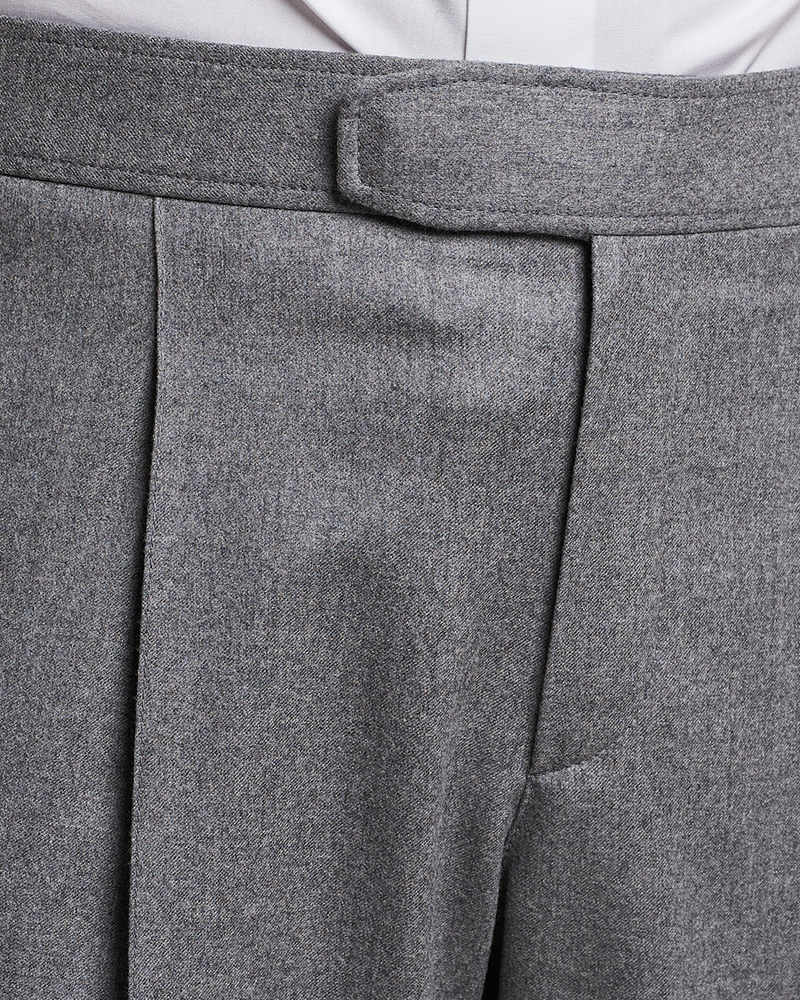 Herr | Byxor | Brioni | Melbourne Drawstring Flannel Trousers Grey Melange
