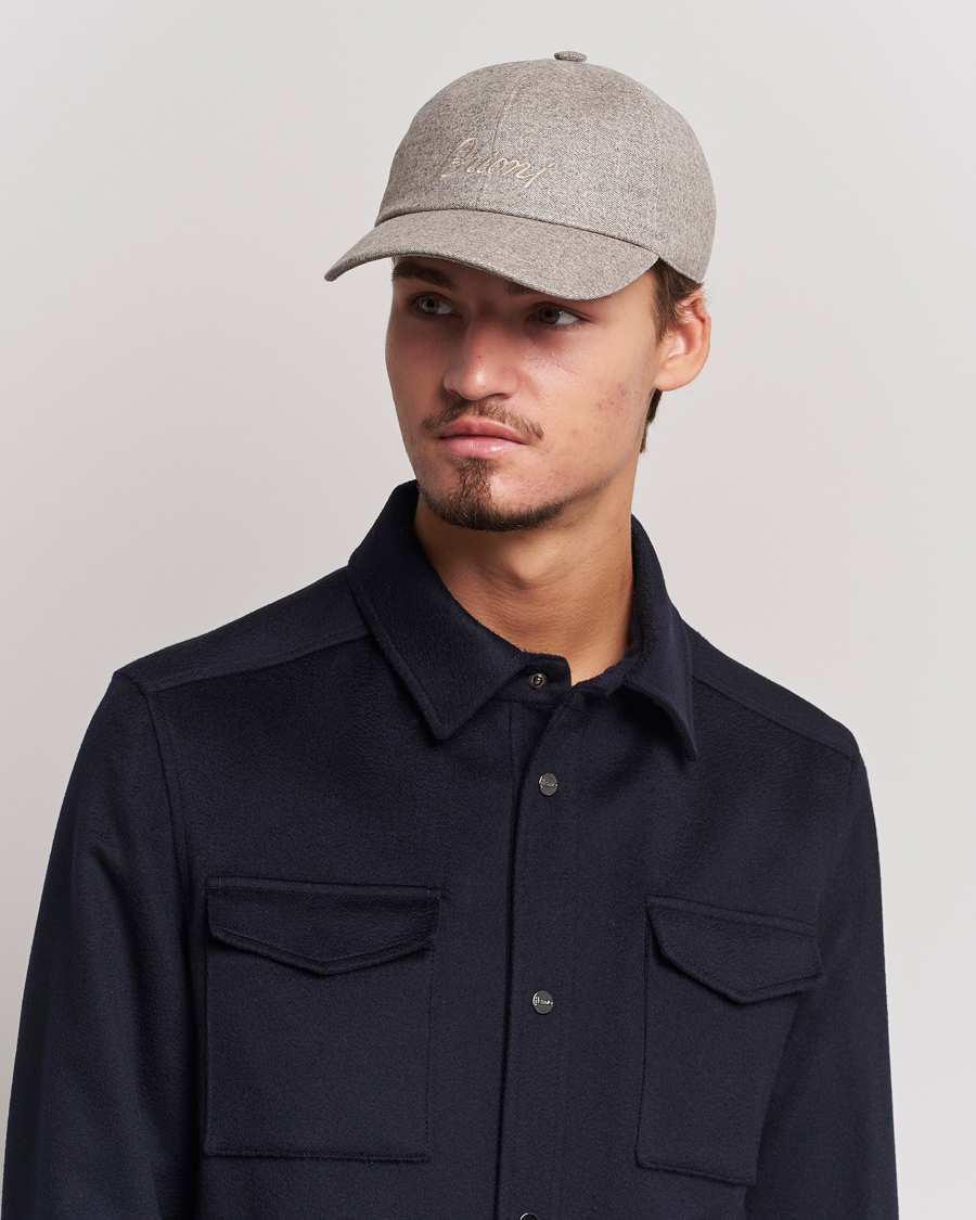 Herr |  | Brioni | Soft Flannel Baseball Cap Beige Melange