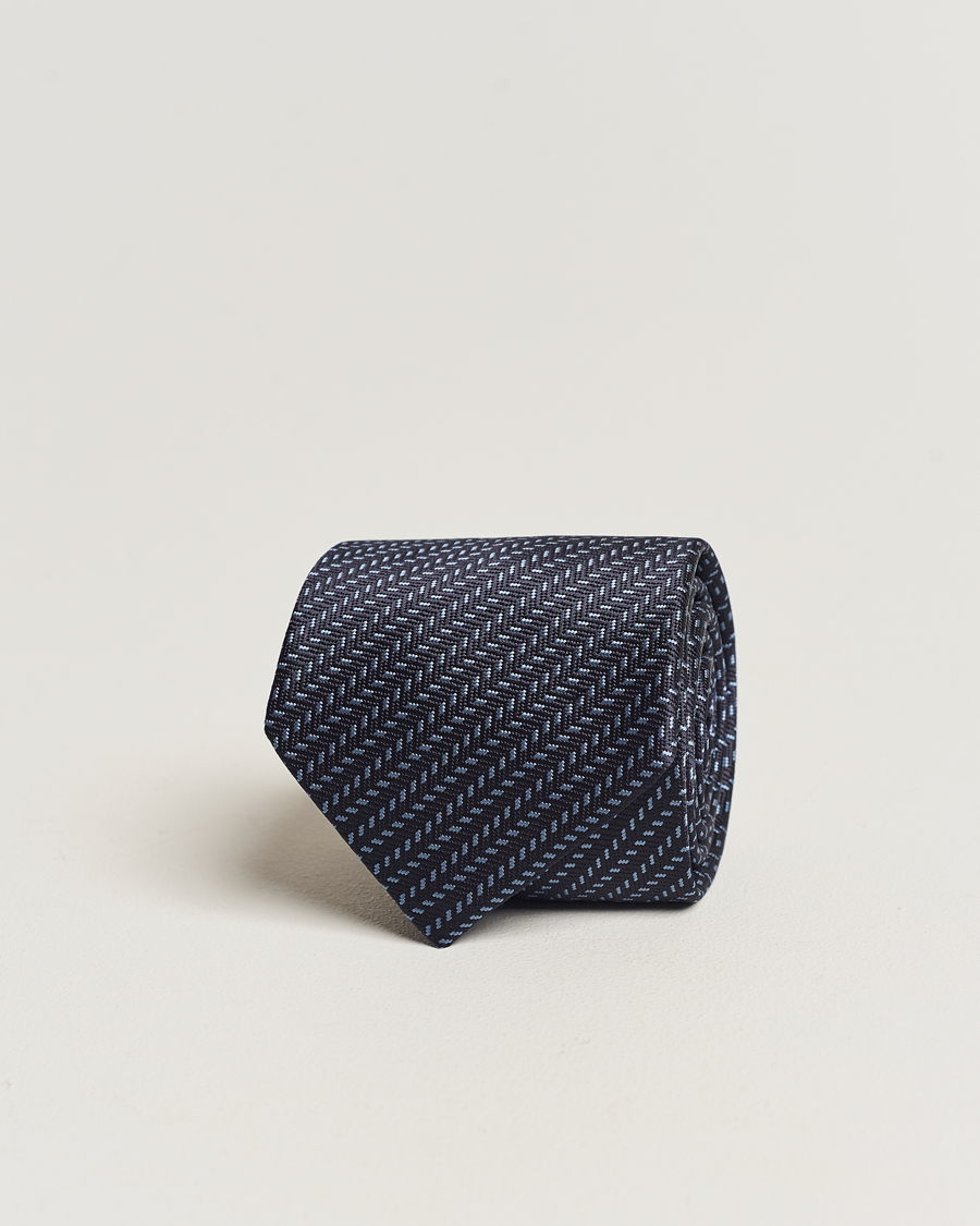Herr | Brioni Zig Zag Jacuqard Silk Tie Navy | Brioni | Zig Zag Jacuqard Silk Tie Navy