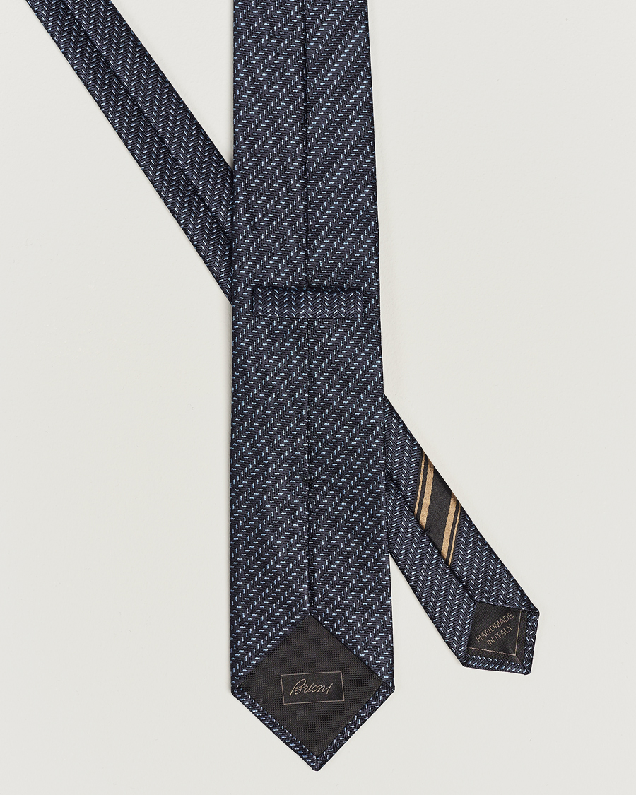 Herr | Brioni Zig Zag Jacuqard Silk Tie Navy | Brioni | Zig Zag Jacuqard Silk Tie Navy