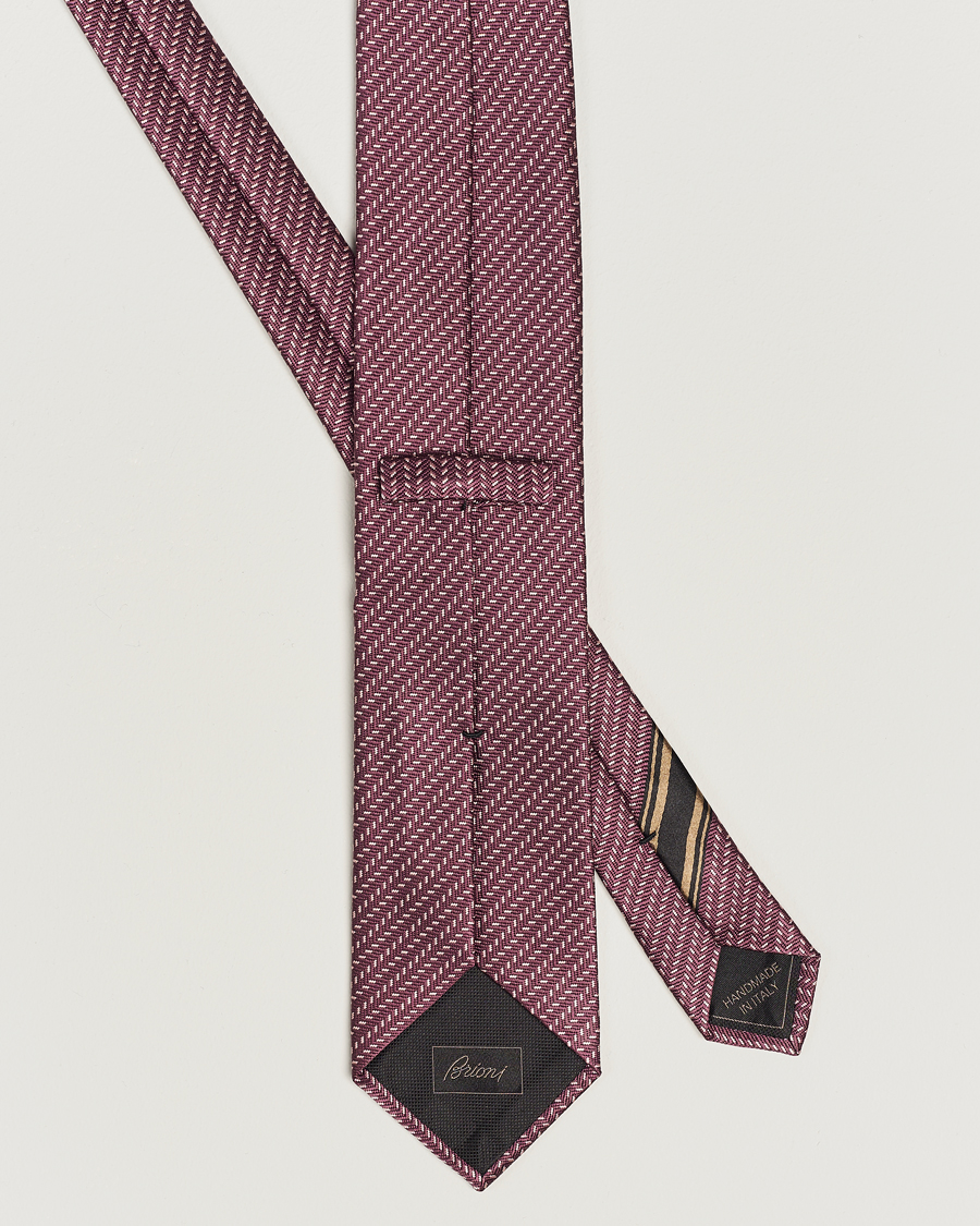 Herr | Brioni Zig Zag Jacuqard Silk Tie Burgundy | Brioni | Zig Zag Jacuqard Silk Tie Burgundy