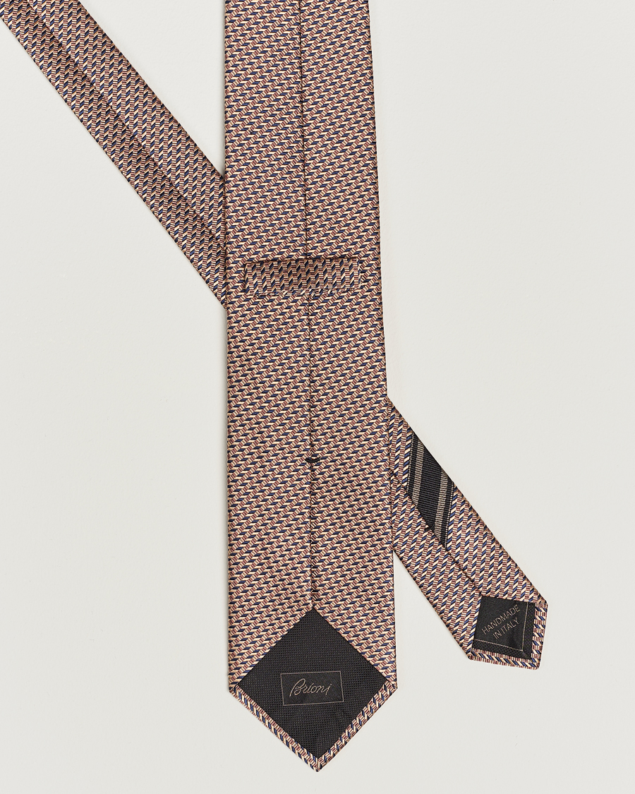 Herr | Brioni Geometrical Jacquard Silk Tie Brown | Brioni | Geometrical Jacquard Silk Tie Brown