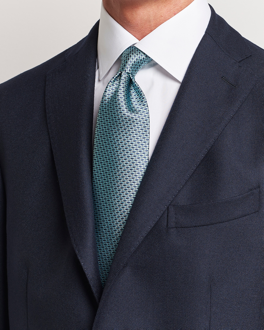 Herr | Brioni | Brioni | Geometrical Jacquard Silk Tie Teal