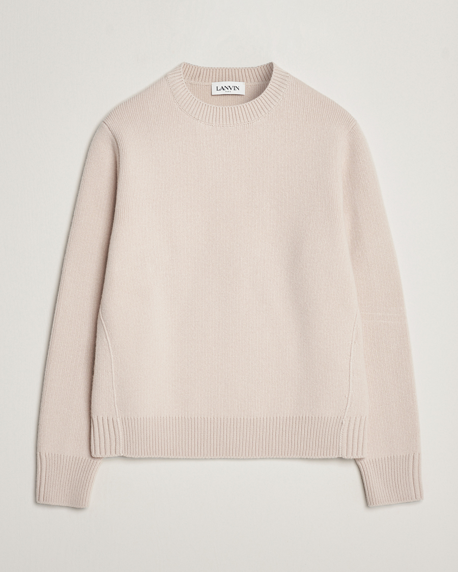 Herr | Tröjor | Lanvin | Cashmere Blend Crew Neck Sweater Light Beige