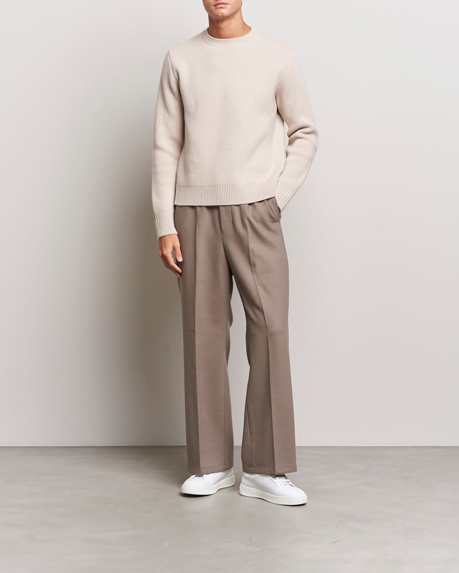 Herr | Tröjor | Lanvin | Cashmere Blend Crew Neck Sweater Light Beige