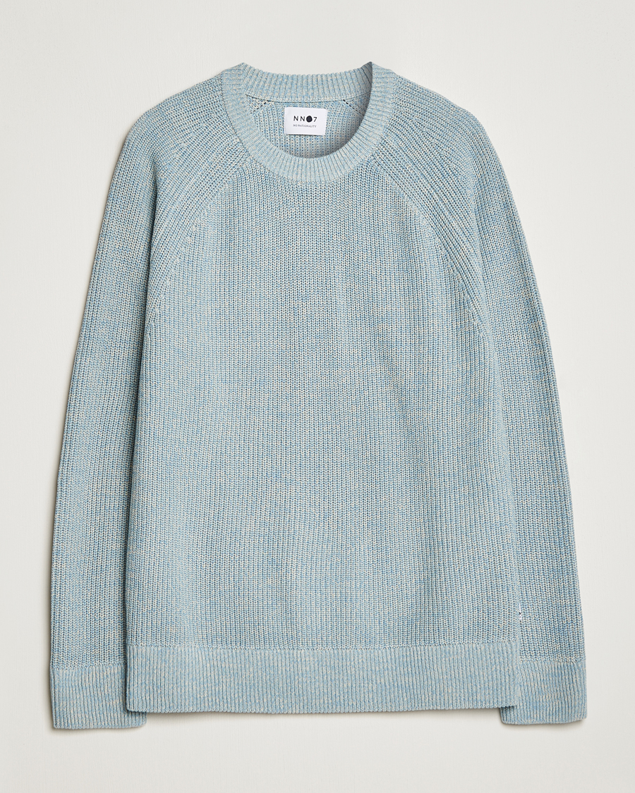 Herr | Tröjor | NN07 | Jacobo Organic Cotton Knitted Sweater Ashley Blue Mel