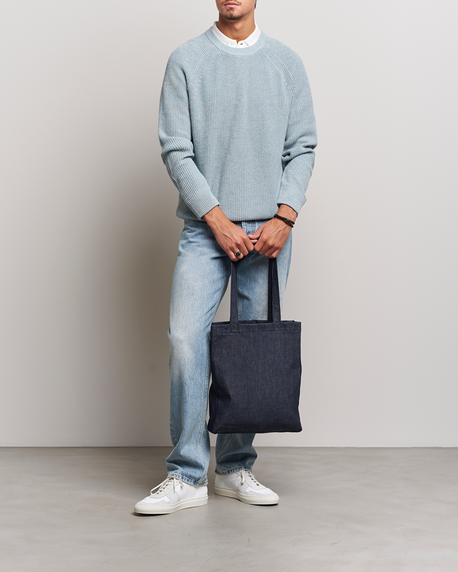 Herr | Tröjor | NN07 | Jacobo Organic Cotton Knitted Sweater Ashley Blue Mel