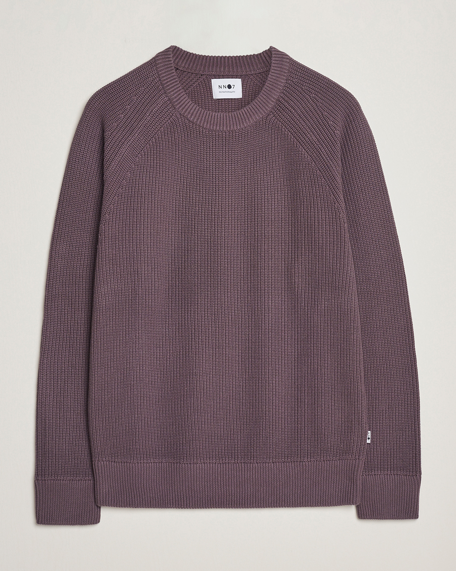 Herr | Tröjor | NN07 | Jacobo Organic Cotton Knitted Sweater Purple Brown