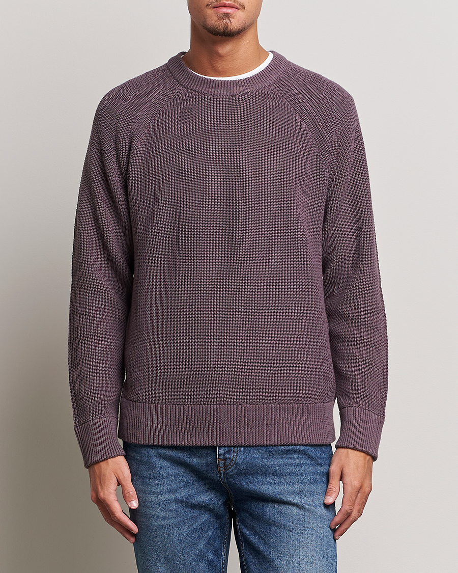 Herr | Tröjor | NN07 | Jacobo Organic Cotton Knitted Sweater Purple Brown