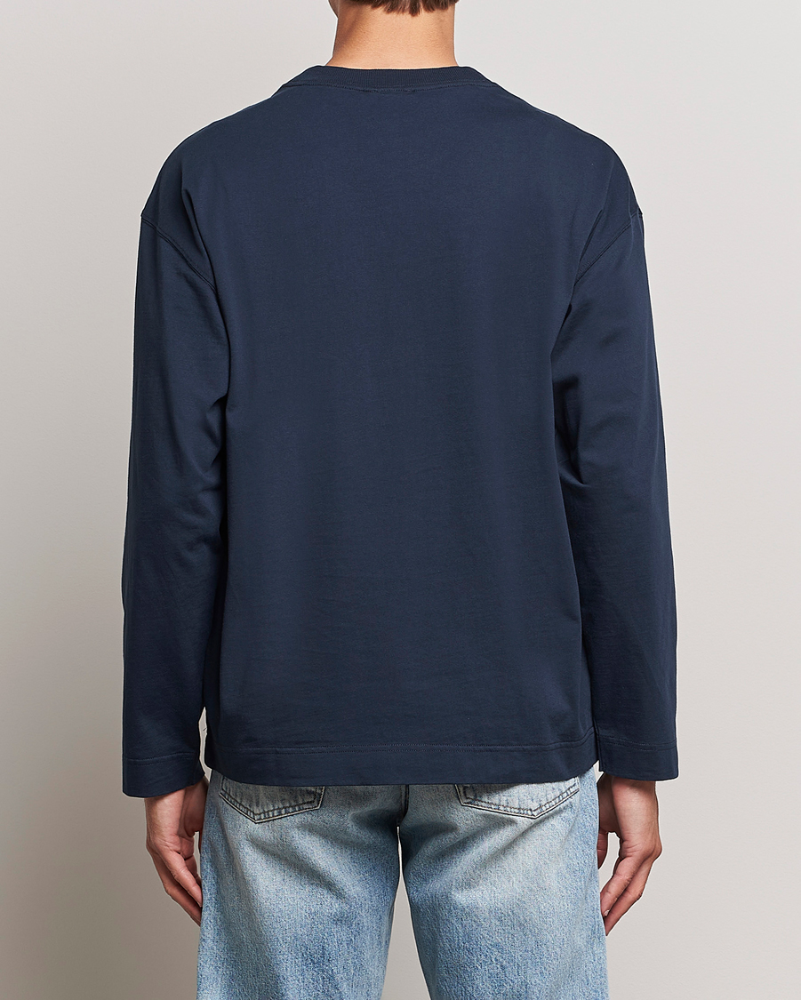 Herr | T-Shirts | NN07 | Benja Pima Cotton Long Sleeve T-Shirt Navy