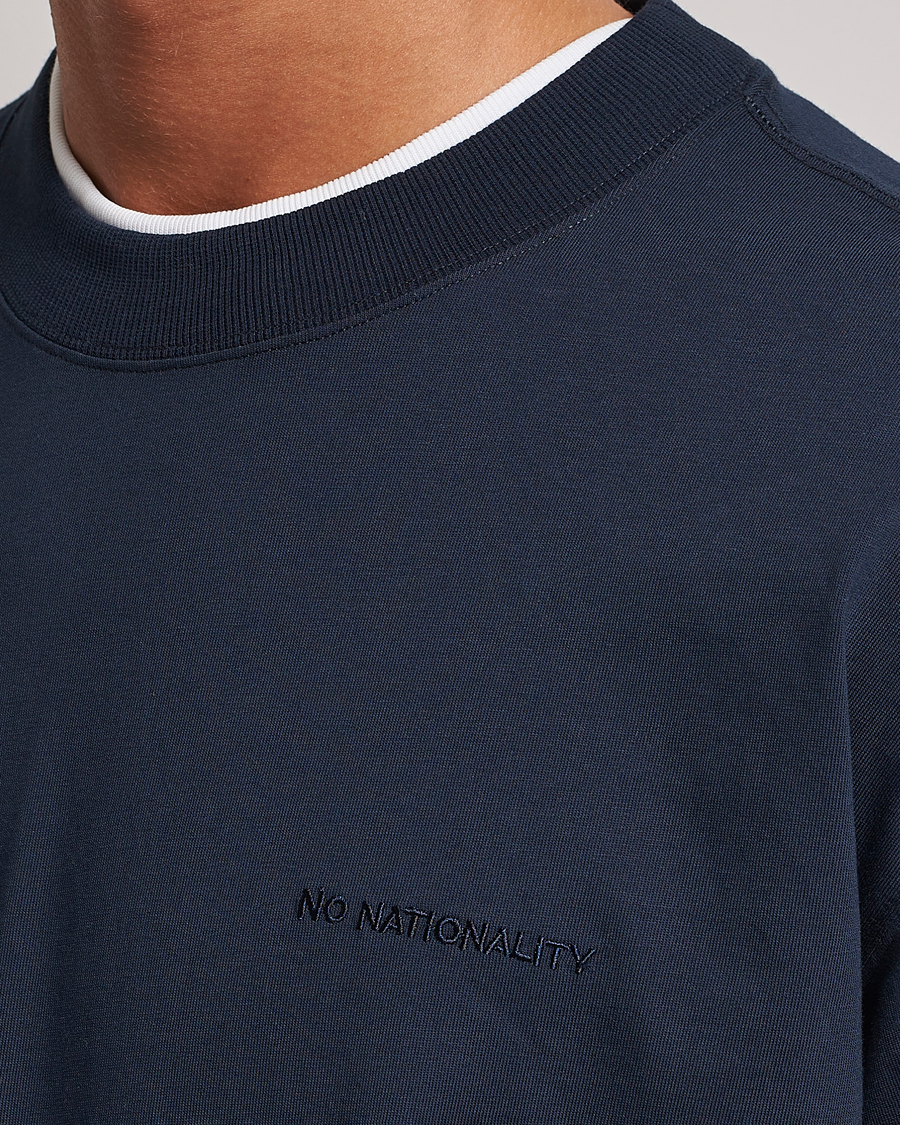 Herr | T-Shirts | NN07 | Benja Pima Cotton Long Sleeve T-Shirt Navy