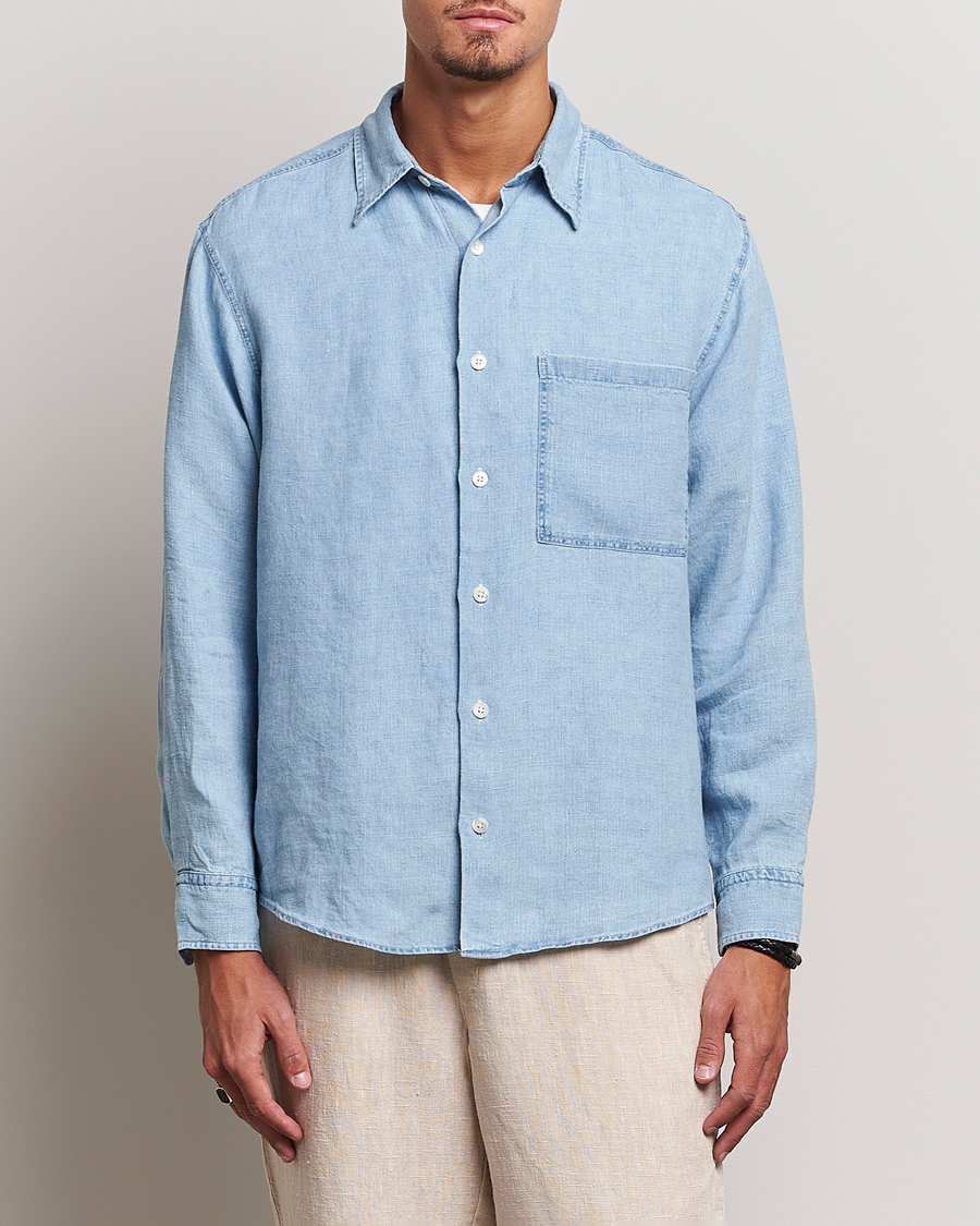 Herr | Jeansskjortor | NN07 | Quinn Linen Shirt Light Indigo