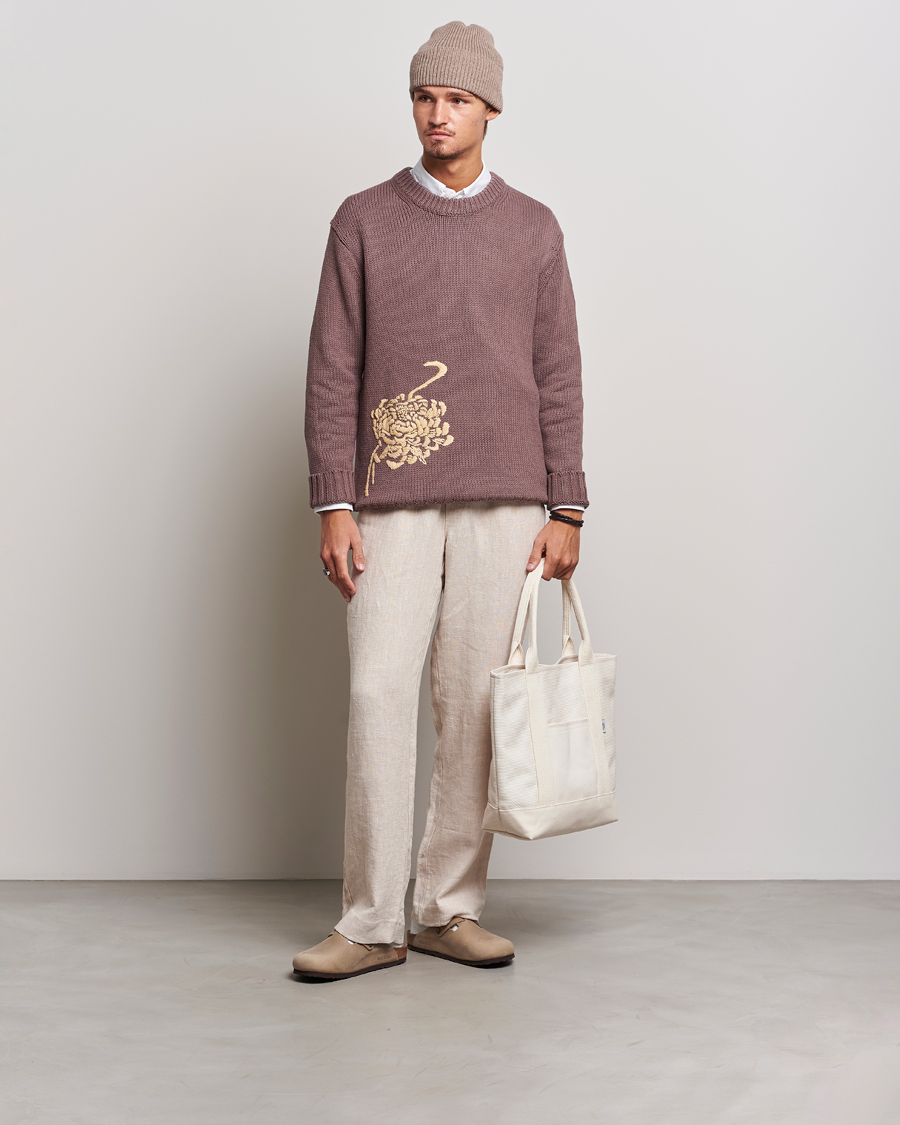 Herr | Tröjor | NN07 | Jasper Knitted Cotton Sweatshirt Purple Brown
