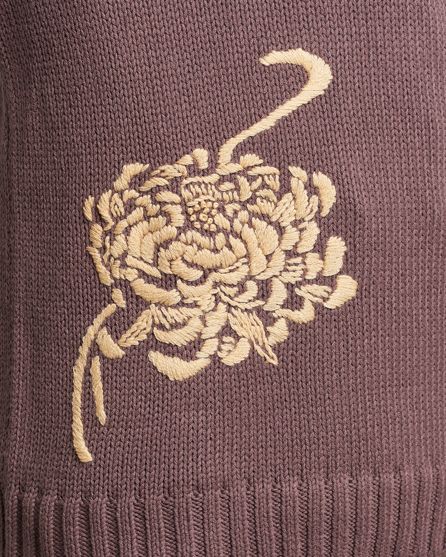 Herr | Tröjor | NN07 | Jasper Knitted Cotton Sweatshirt Purple Brown