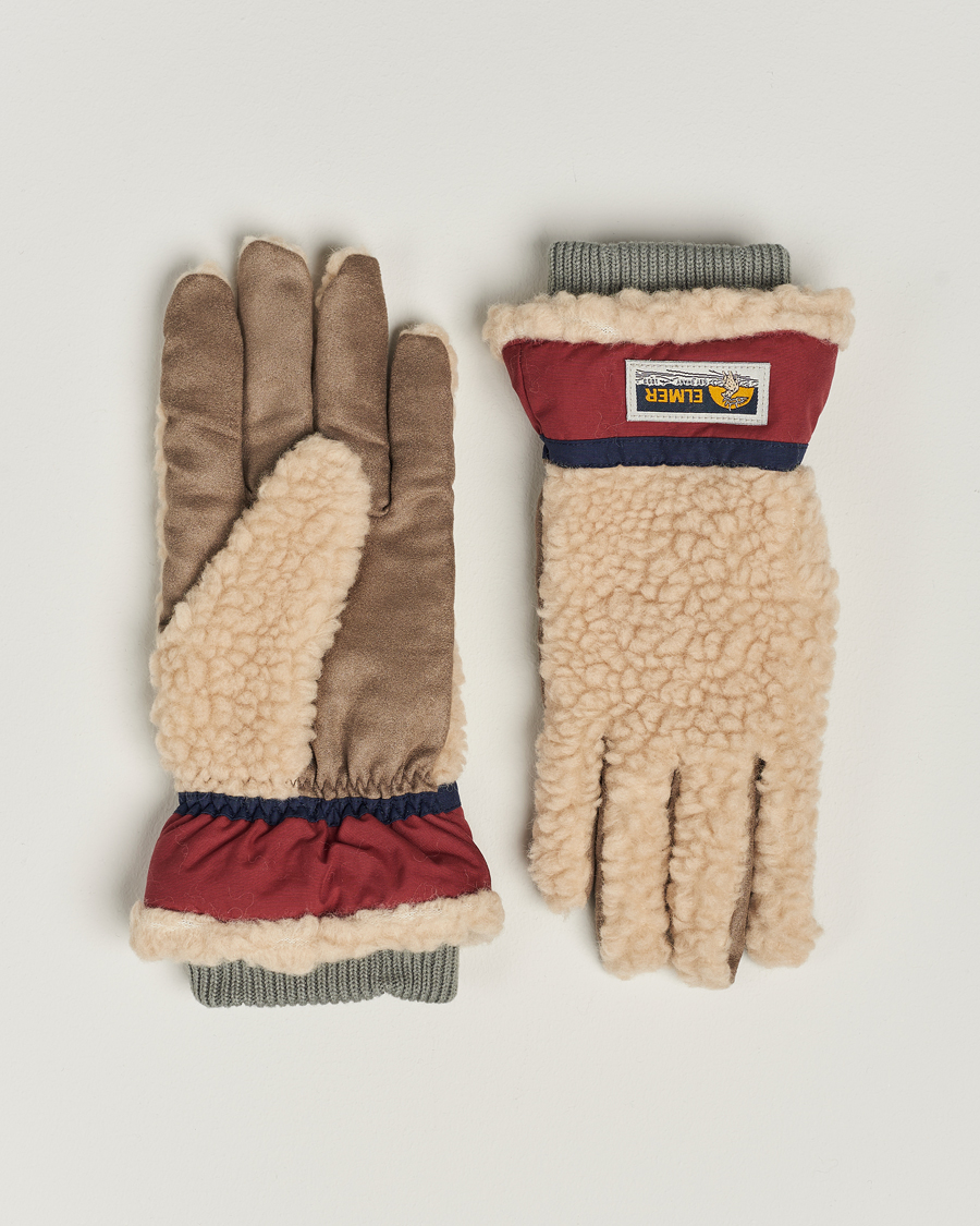 Herr | Elmer by Swany Sota Wool Teddy Gloves Beige/Wine | Elmer by Swany | Sota Wool Teddy Gloves Beige/Wine