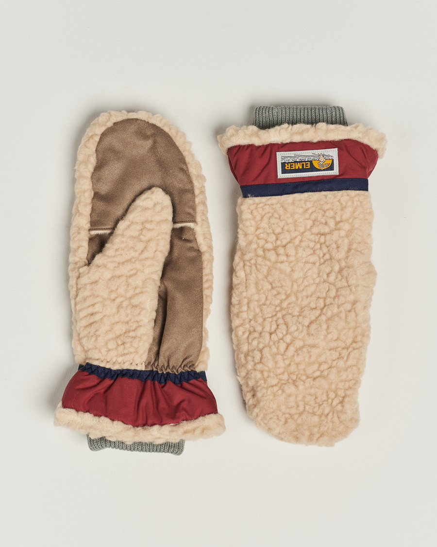 Herr | Elmer by Swany Miyo Wool Teddy Mittens Beige/Wine | Elmer by Swany | Miyo Wool Teddy Mittens Beige/Wine
