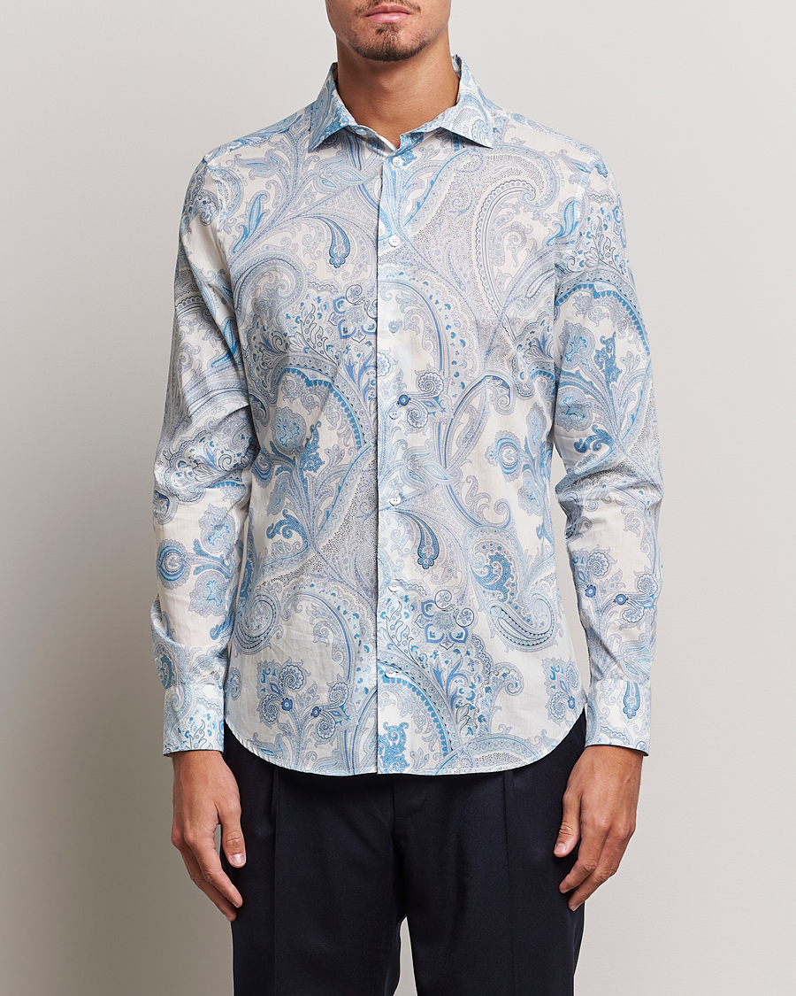Herr | Luxury Brands | Etro | Slim Fit Paisley Shirt Azzurro