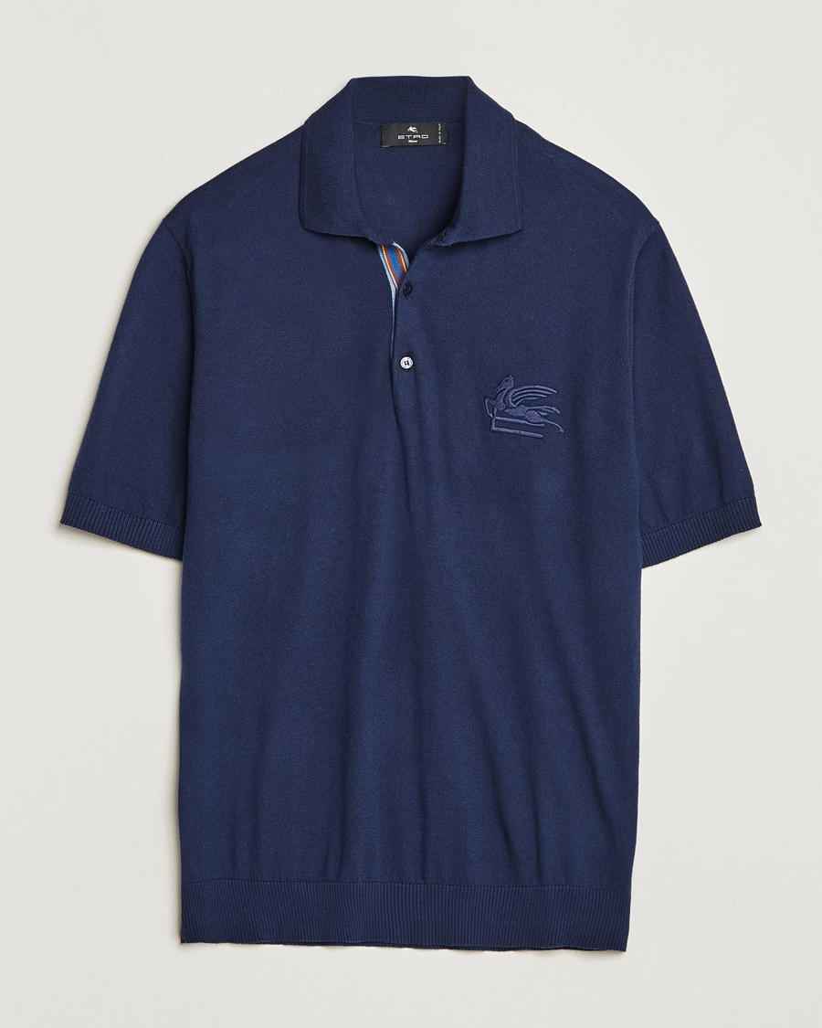 Herr | Pikéer | Etro | Cotton/Cashmere Polo Navy