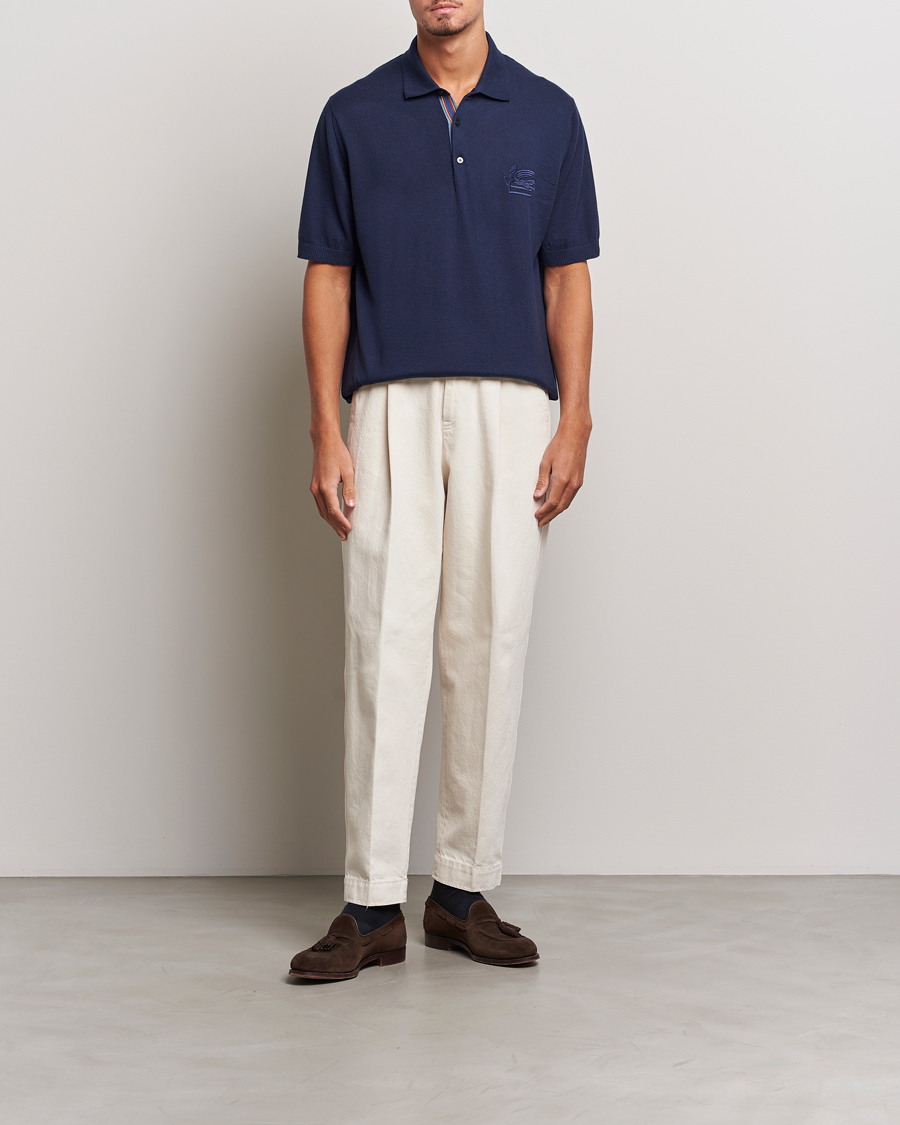 Herr | Pikéer | Etro | Cotton/Cashmere Polo Navy