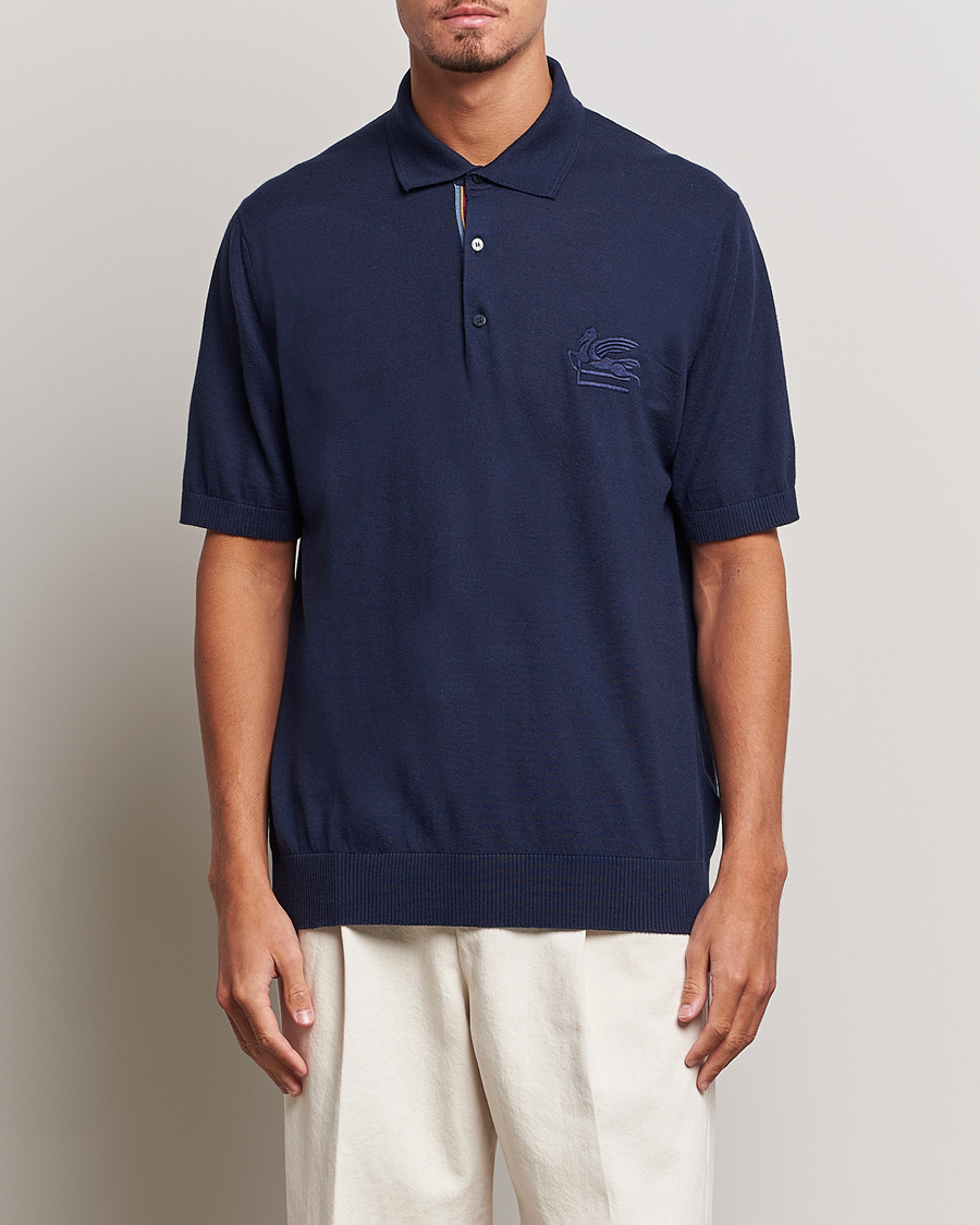 Herr | Pikéer | Etro | Cotton/Cashmere Polo Navy