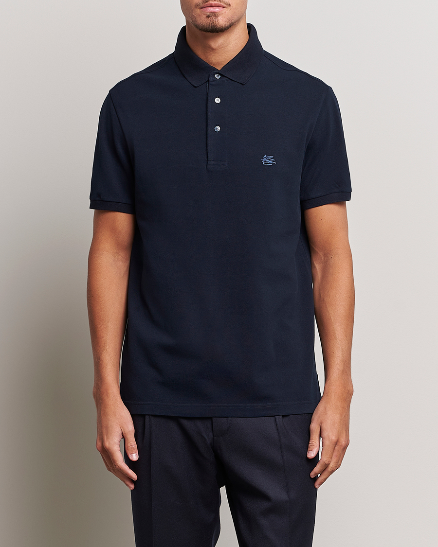 Herr | | Etro | Short Sleeve Contrast Polo Navy