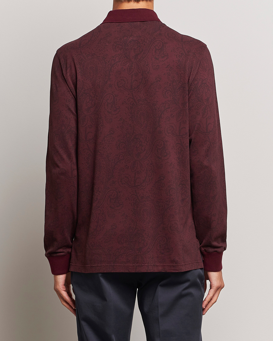 Herr | Tröjor | Etro | Tonal Paisley Long Sleeve Polo Burgundy