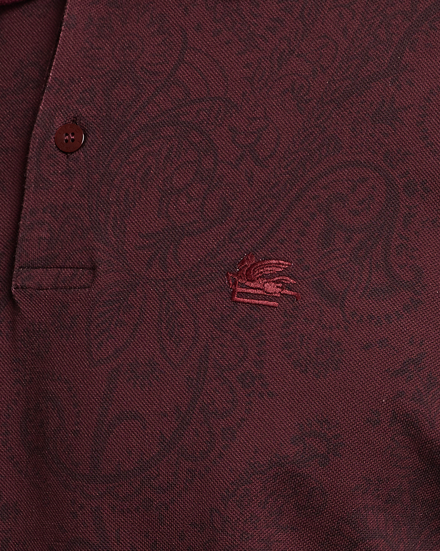Herr | Tröjor | Etro | Tonal Paisley Long Sleeve Polo Burgundy