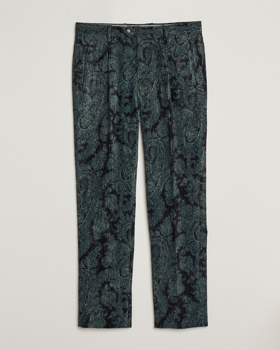 Herr | Byxor | Etro | Tailored Paisley Corduroy Trousers Dark Blue