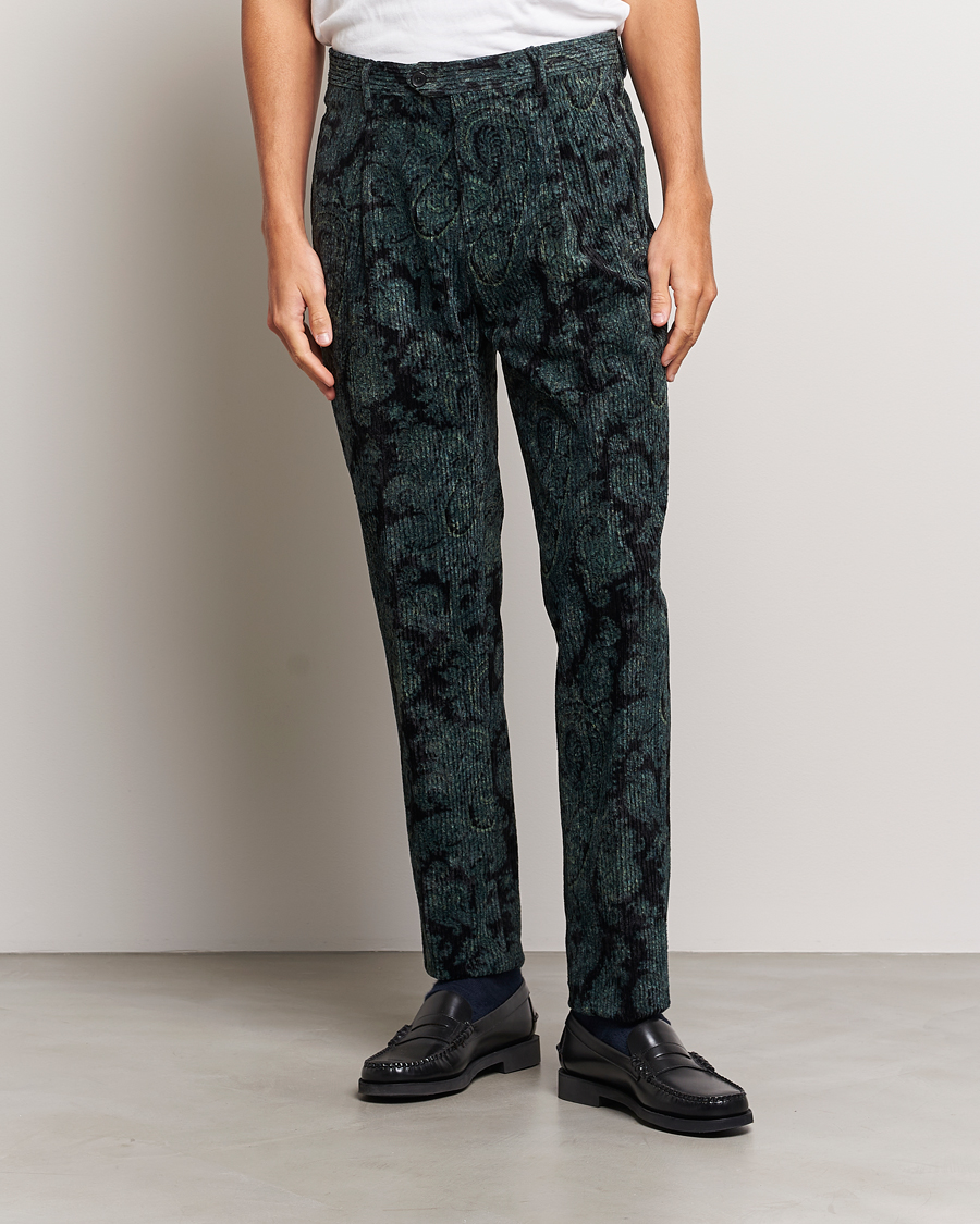 Herr | Byxor | Etro | Tailored Paisley Corduroy Trousers Dark Blue