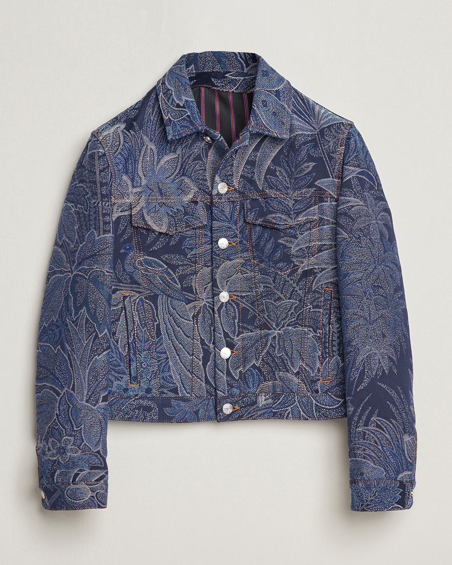 Herr | Jackor | Etro | Jacquard Denim Jacket Azzurro
