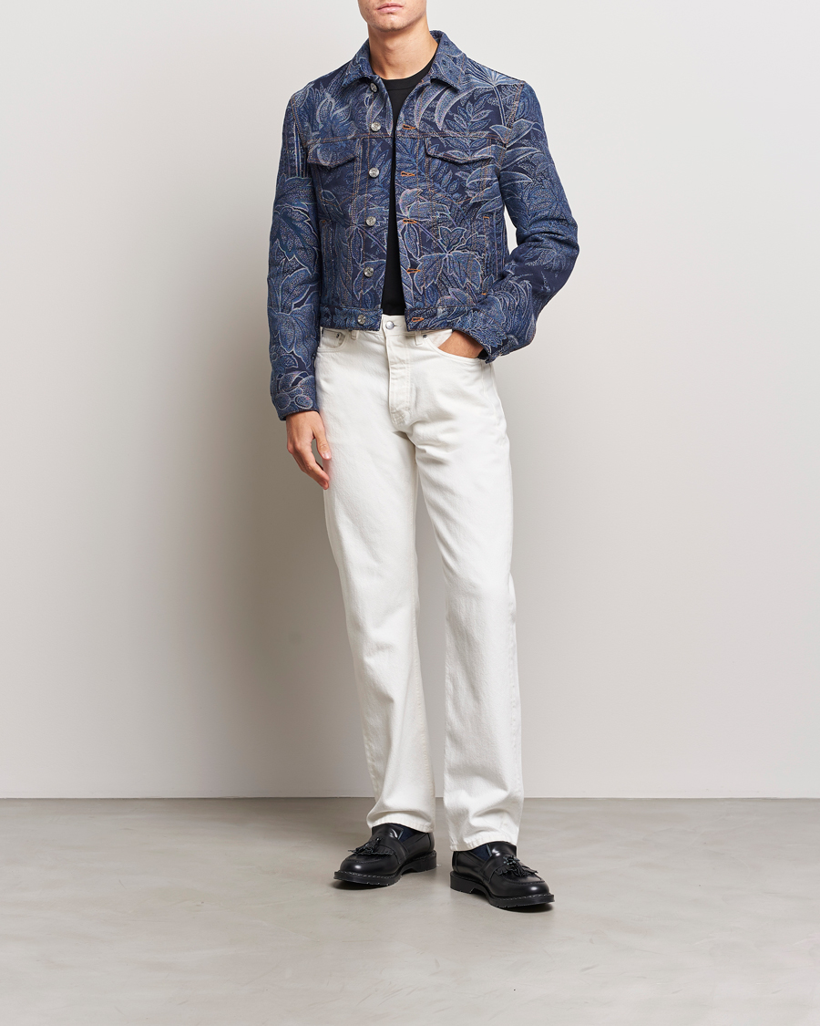 Herr | Jackor | Etro | Jacquard Denim Jacket Azzurro