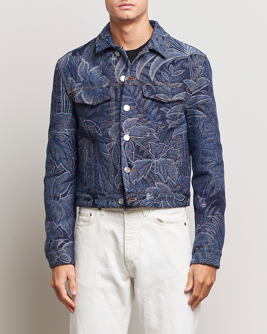 Herr | Jackor | Etro | Jacquard Denim Jacket Azzurro