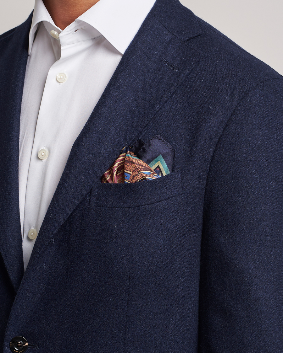 Herr | Etro Bangalore Printed Pocket Square Navy | Etro | Bangalore Printed Pocket Square Navy