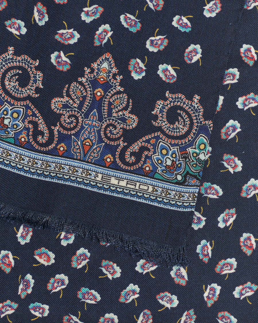 Herr | Etro Printed Wool/Silk Scarf Navy | Etro | Printed Wool/Silk Scarf Navy