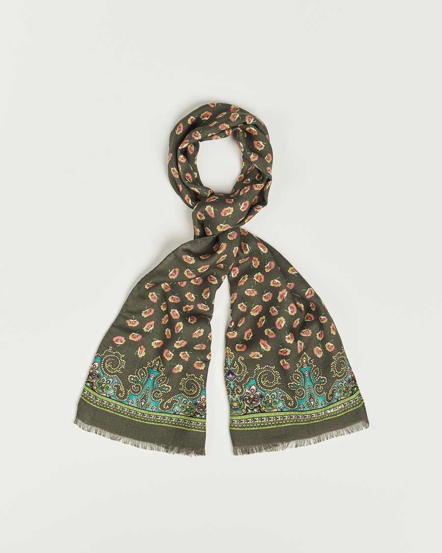 Herr | Etro Printed Wool/Silk Scarf Green | Etro | Printed Wool/Silk Scarf Green