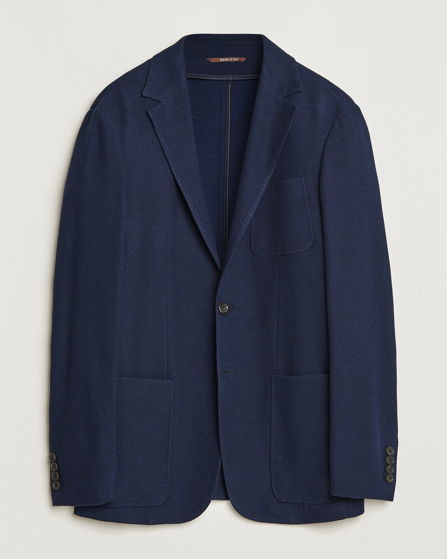 Herr | Kavajer | Canali | Structured Wool Jersey Jacket Navy