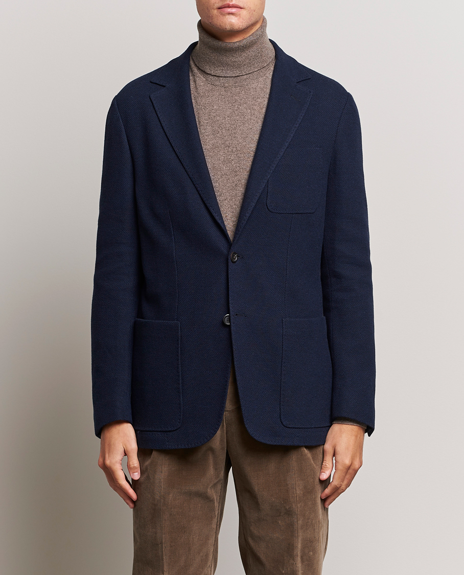 Herr | Canali | Canali | Structured Wool Jersey Jacket Navy