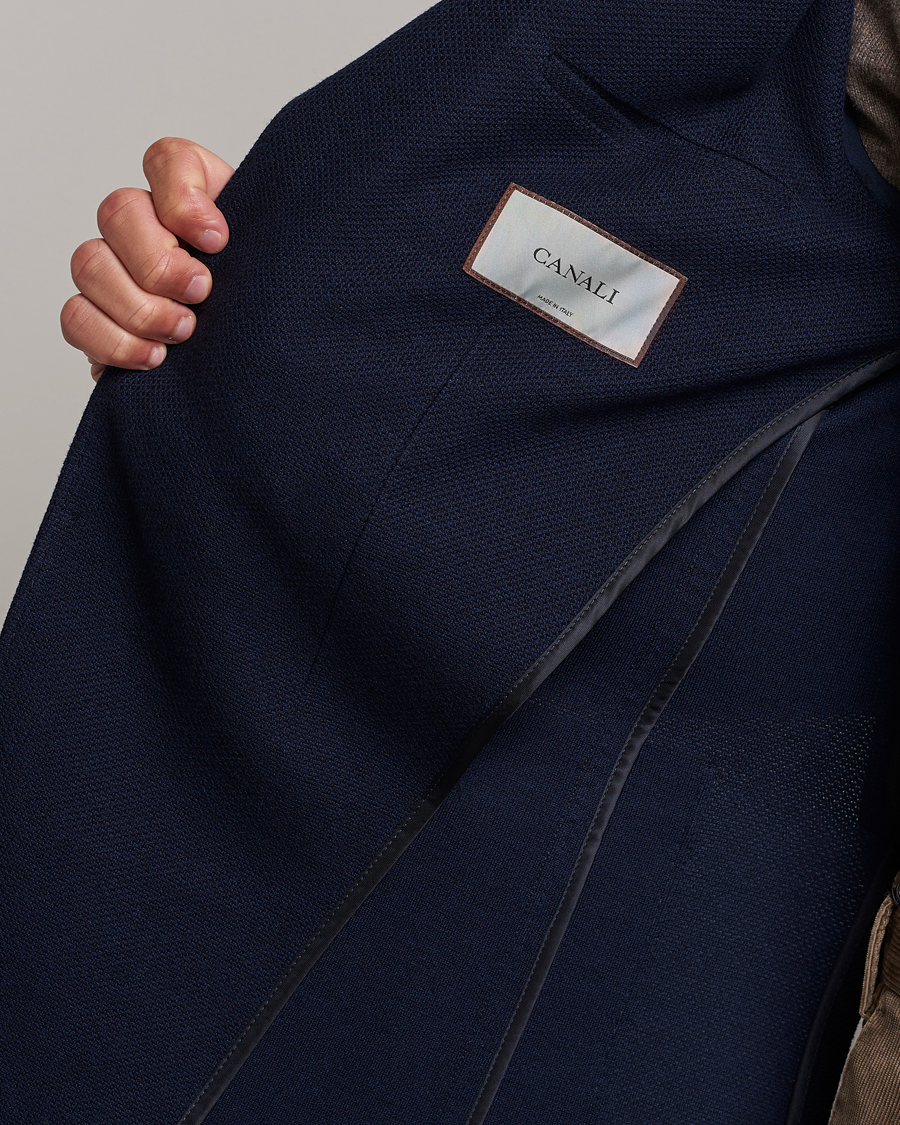 Herr | Kavajer | Canali | Structured Wool Jersey Jacket Navy