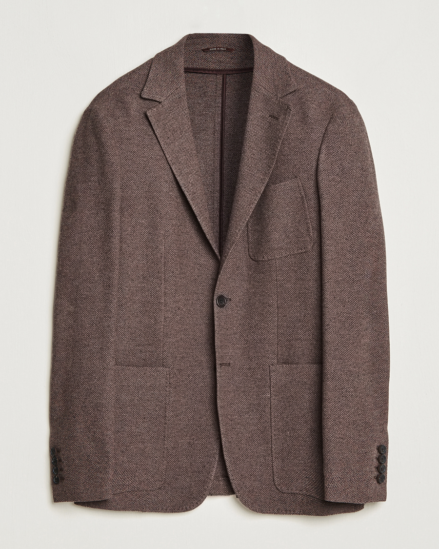 Herr | Kavajer | Canali | Structured Wool Jersey Jacket Beige