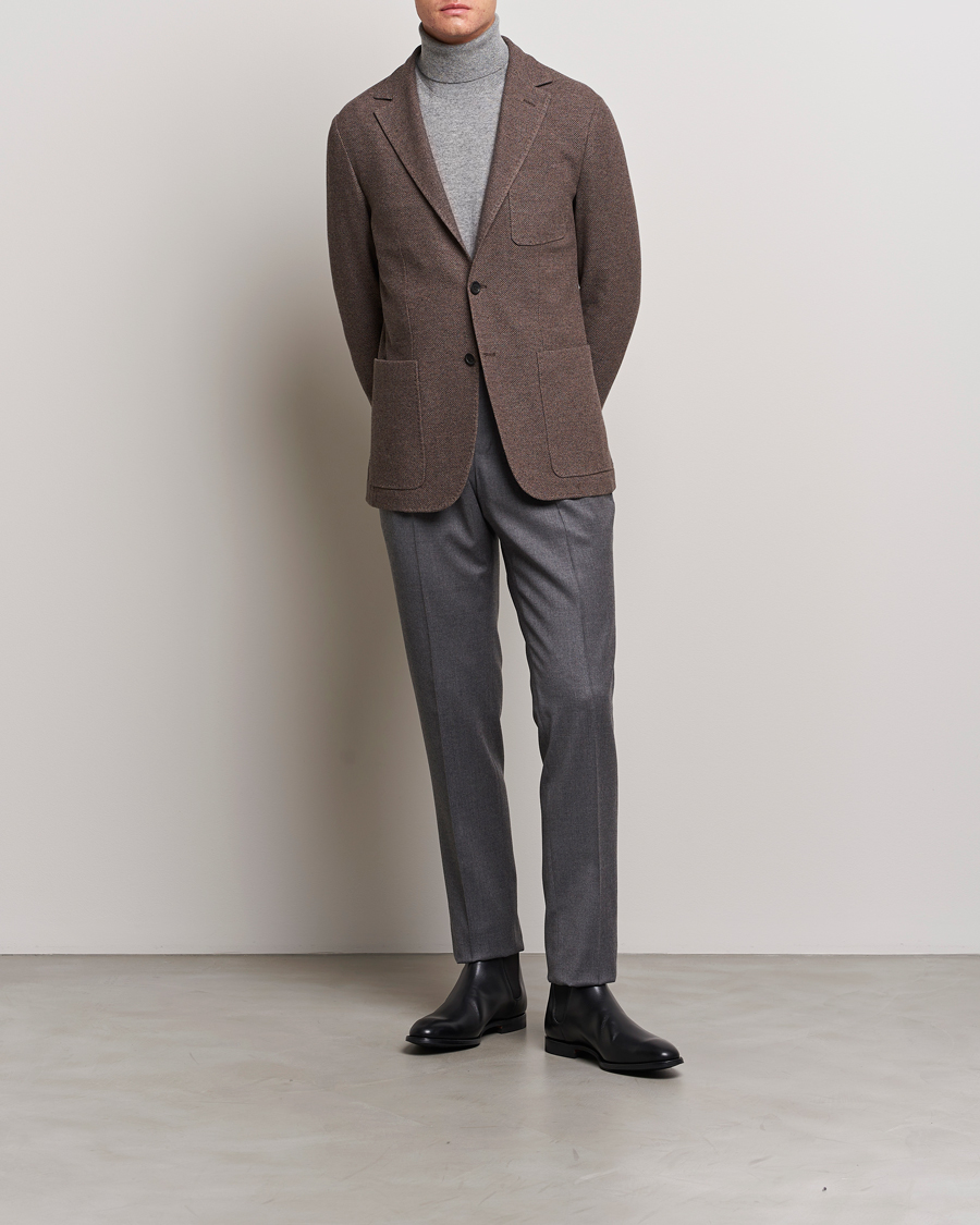 Herr | Kavajer | Canali | Structured Wool Jersey Jacket Beige