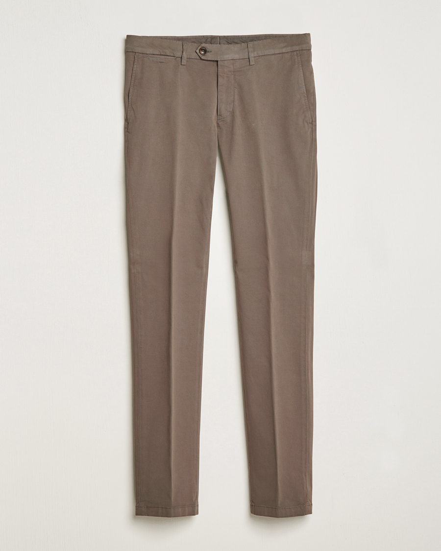 Herr | Byxor | Canali | Slim Fit Stretch Chinos Brown