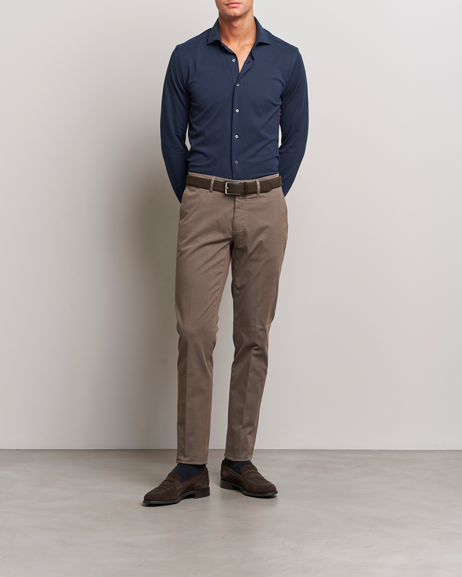 Herr | Byxor | Canali | Slim Fit Stretch Chinos Brown